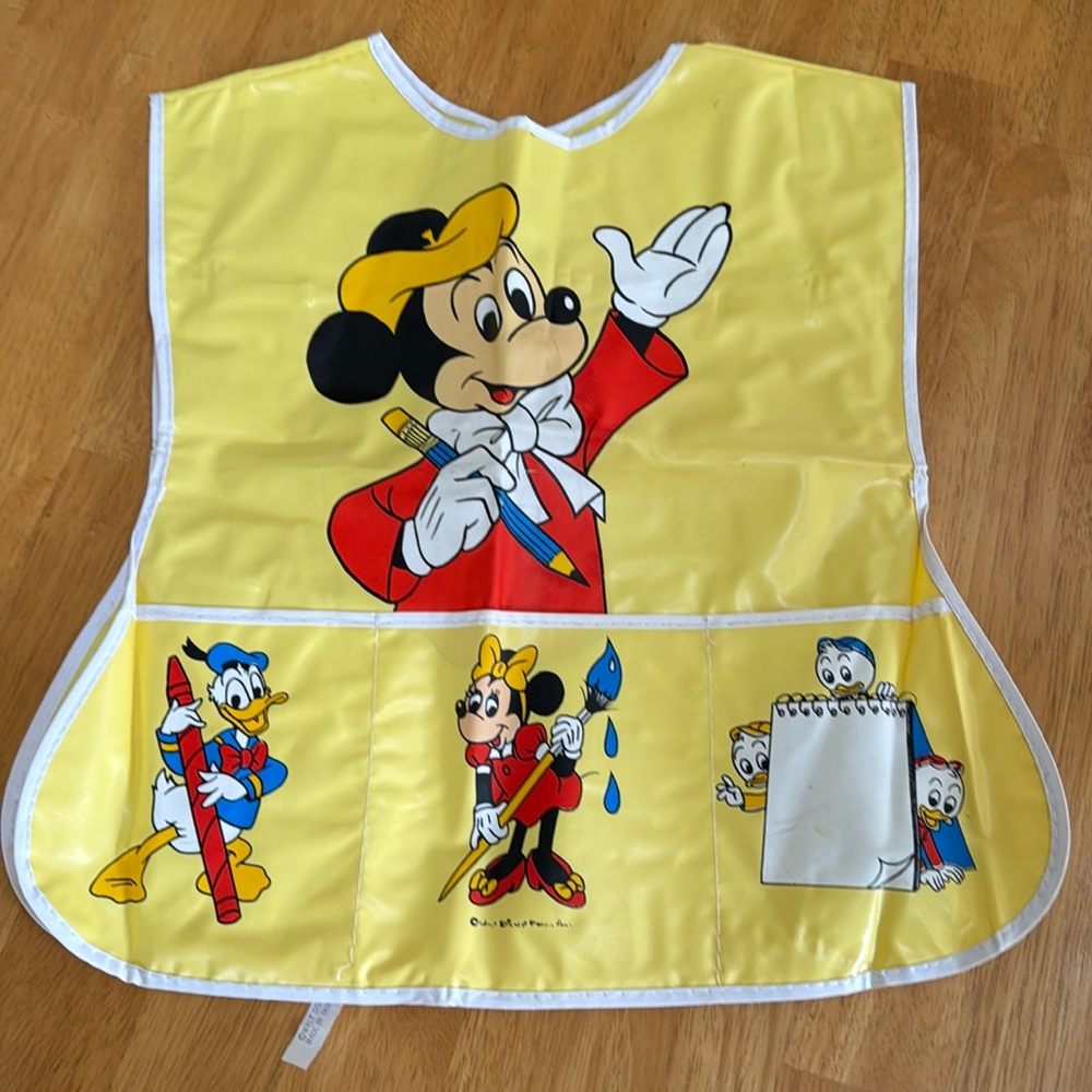 🛑Disney Children’s Artist Kids Art Smock Bib 3 Pockets Easy Clean Vintage